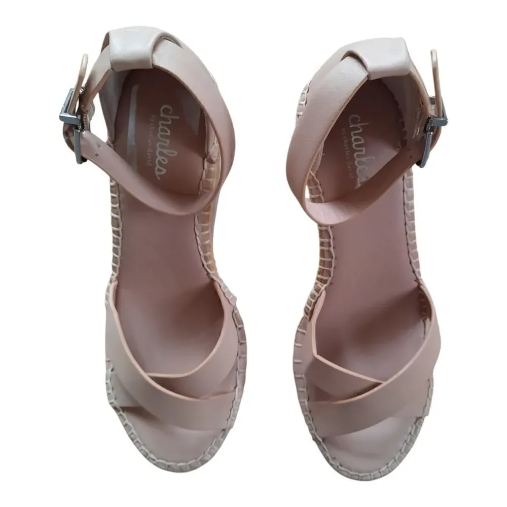 Charles David Beige Espedrille Platform Sandals